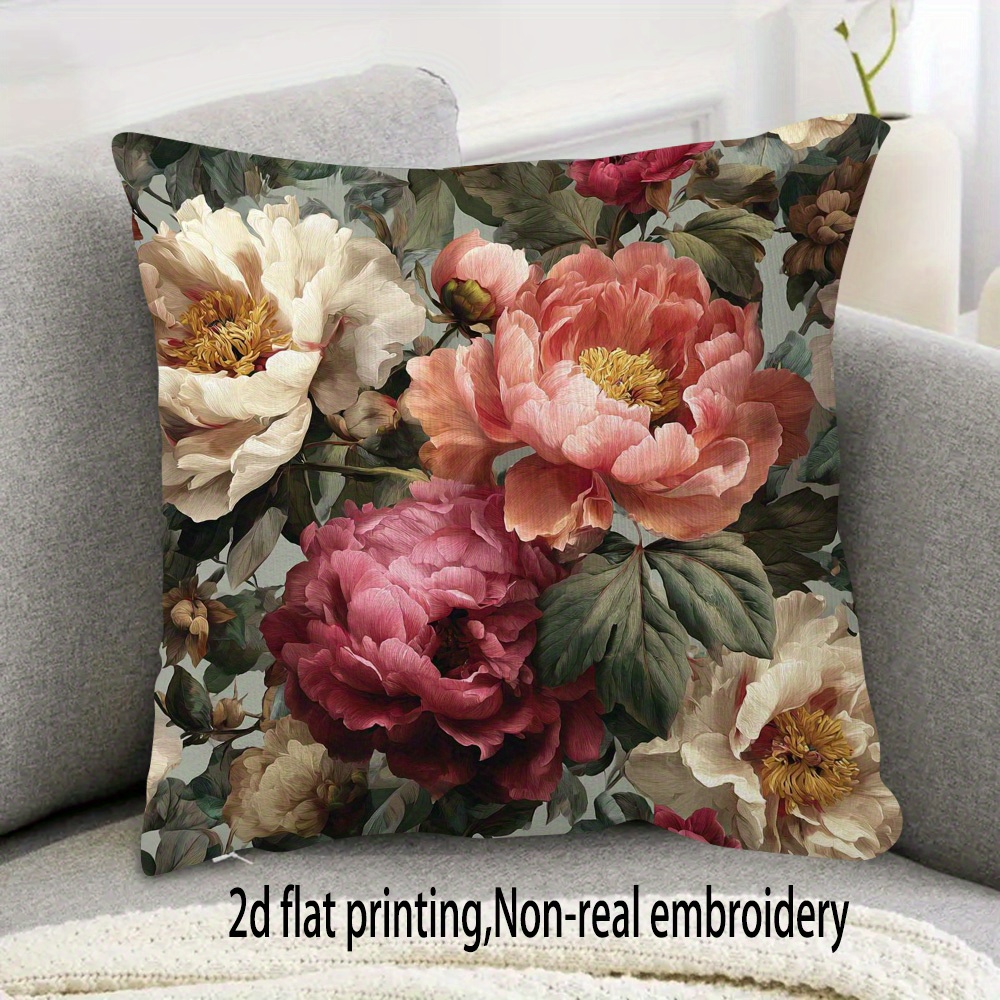 TEMU 1 pièce Taie d'oreiller décorative en peluche courte, uniquement avec impression de et de style vintage, 18 pouces x 18 pouces, convient pour