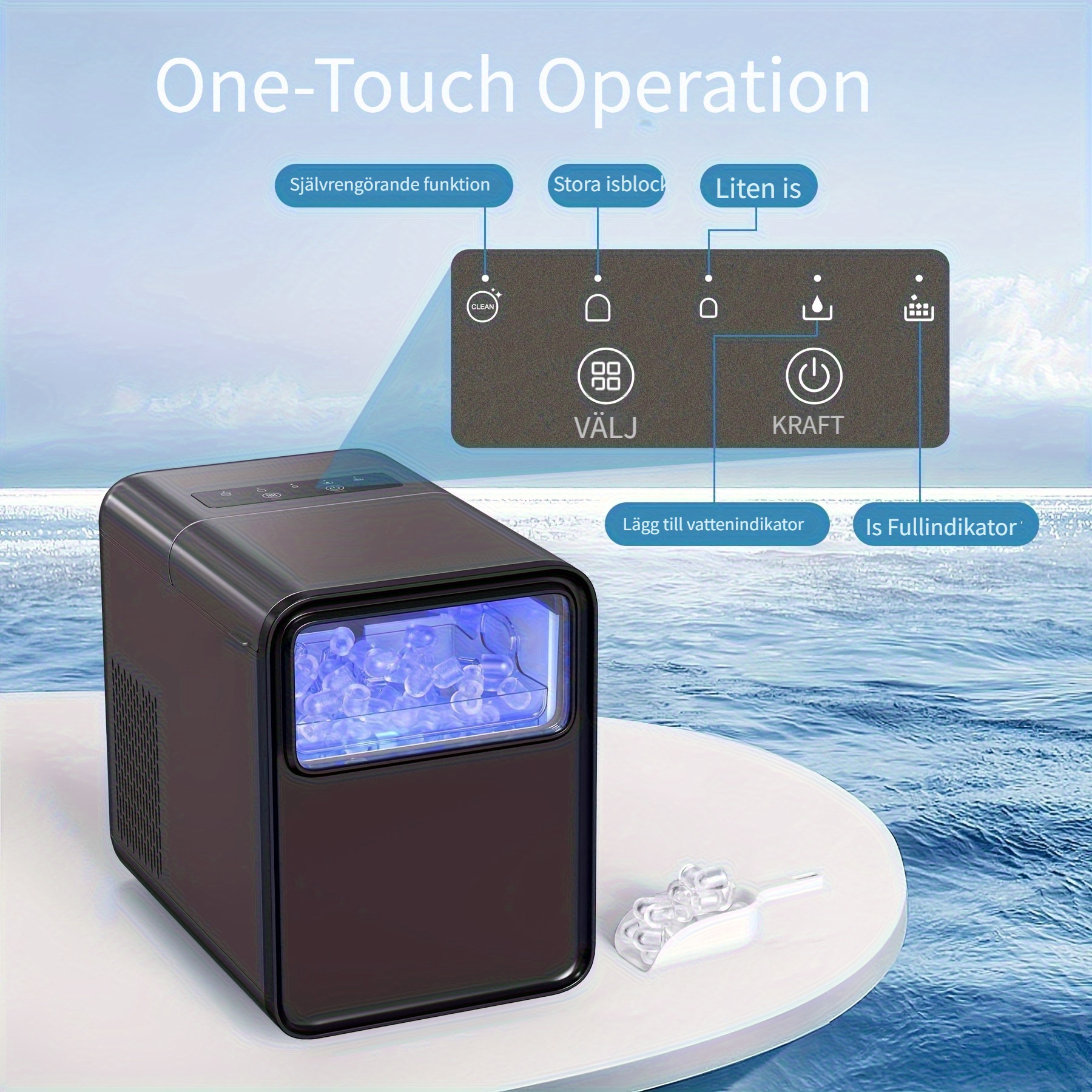snabbt gör 9 isbitar på 8 minuter! bärbar ismaskin med - Temu Sweden