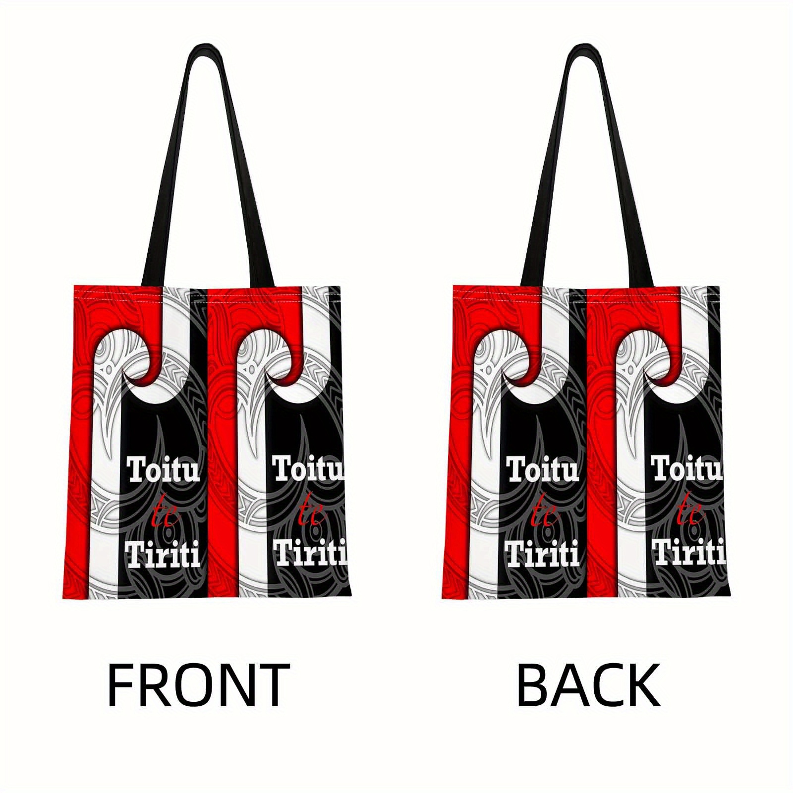 TEMU Te Tiriti, Red And Black Patterns, Maori Art Print Shoulder Bag Suitable Outdoor Out And Shopping Suitable Gatherings Holiday Events Double