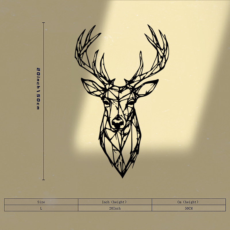 Image of 1pc Deer Head Metal Wall Decor, Deer Head Statue Mural, Perfect For Bedroom Wall, Valentine's Day Decor, Ideal Gift For , Powder-coated Metal