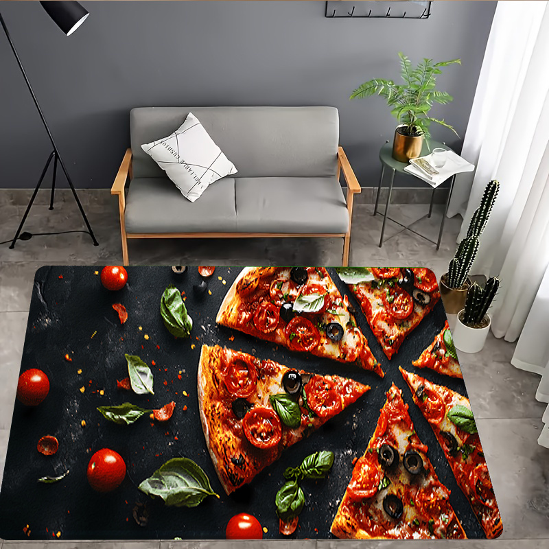 TEMU 1pc Pizza Pattern Printed Floor Mat, Suitable For Kitchen Floor Mats, Hallway Floor Mats, Bedroom Entrance Floor Mats, Bathroom Floor Mats,