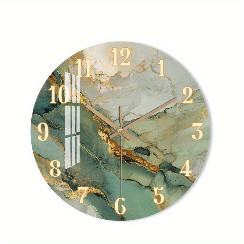 E-shop 1 Stück leise Wanduhr, die nicht , mit einem dekorativen kreisförmigen Design, einer abstrakten Marmorstruktur und goldenen Akzenten, geeignet