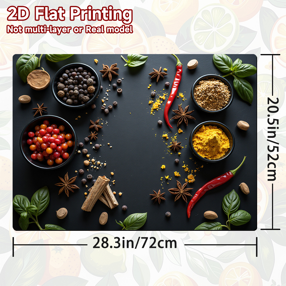 TEMU 1pc, 2d Flat Printing Stove Cover Mat Protection Pad, Induction Cooktop Mat,cooktop Scratch Protector Spice Garden, 100% Polyester,perfect