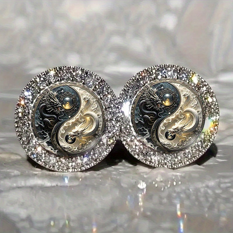 Shining Yin-yang Taiji Diagram, Dragon, Black And White, Carved, Exquisite Inspiration Jewelry For Fashionable Wear, Ideal Gift And Trendy