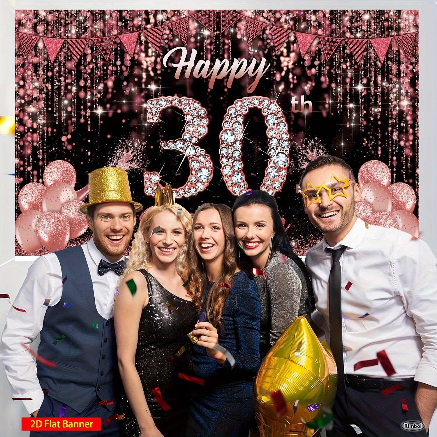 bannière 30e anniversaire décoration fête rose Temu France