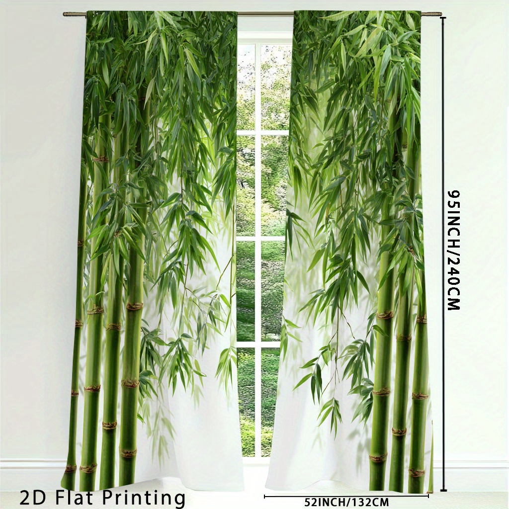 TEMU 2 pièces, Rideaux occultants en bambou imprimé 2D à effet transparent, rideaux larges de 95 pouces, style bohème pour salon, dimensions 24x59