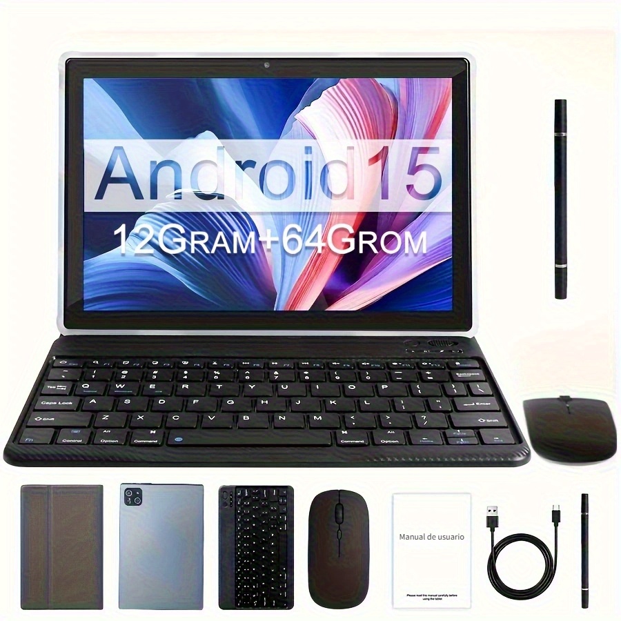 imagen del artículo   tablet de 10.1 pulgadas con   15,   con teclado, ratón,  , lápiz, 64gb rom, 12gb (4gb+8gb)  , cámara dual, pantalla ips hd 1280 * 800, gms tab,    , tablet, pad,   antigolpes -  , precalentamiento de  