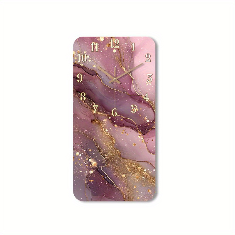 TEMU 1pc Of A Quiet Wall Clock That Tick, Featuring A Decorative Square Design With An Abstract Marble Pattern And Golden Highlights, Suitable For ,