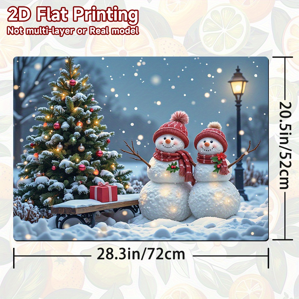 TEMU 1 pièce, Impression Plate 2D, Tapis de Protection de Cuisinière Intégré, Thème de Noël de Neige Hiver Embrassé, Polyester, Convient pour