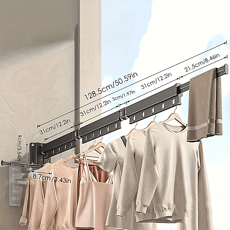 TEMU 1pc Foldable Clothes Drying Rack For Small-sized Apartments, An Invisible Retractable Clothes Drying Device For , A Telescopic Clothes Drying