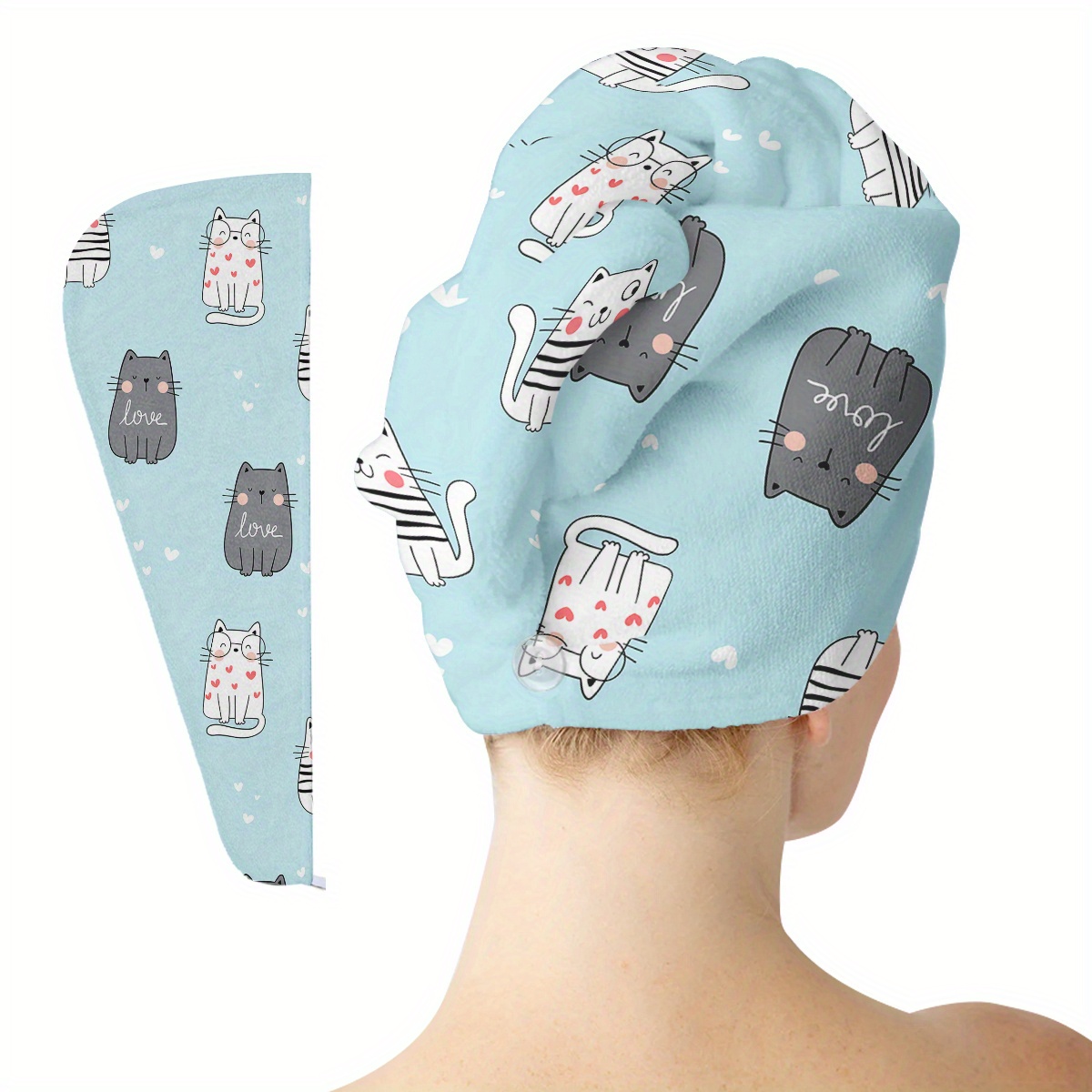 TEMU Toalla para el pelo tipo turbante con temática de animales para mujer, 1 ud./2 uds. | Toalla superabsorbente y de secado rápido | Estampado de