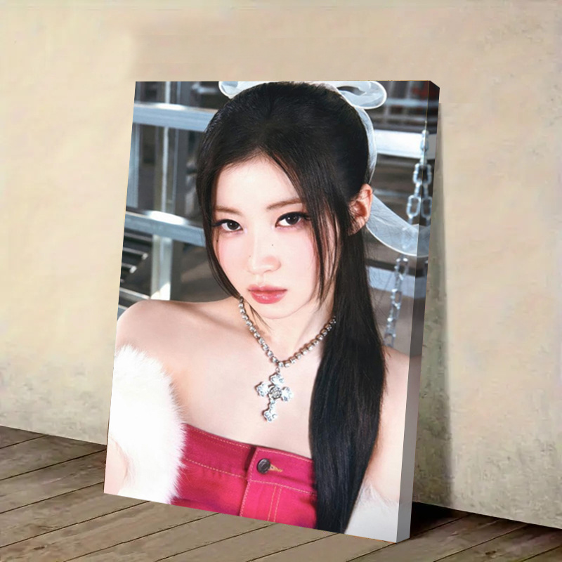 1pc babymonster asa drip album poster - k-pop wall art with chains & red outfit, framed canvas print for living room, bedroom, office - perfect gift for k-pop female group fans, modern decor, 2d flat 0