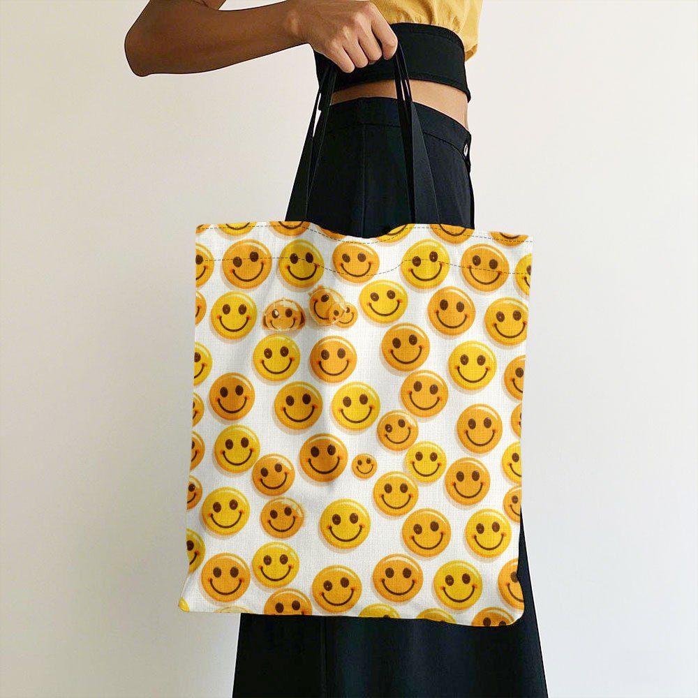 1pc retro   face canvas tote bag for women - durable,   shoulder bag with vibrant yellow &  , machine washable,   work, shopping, travel, and everyday use, reusable tote bag | retro   face bag | durable shoulder bag, reusable shopping bags 0