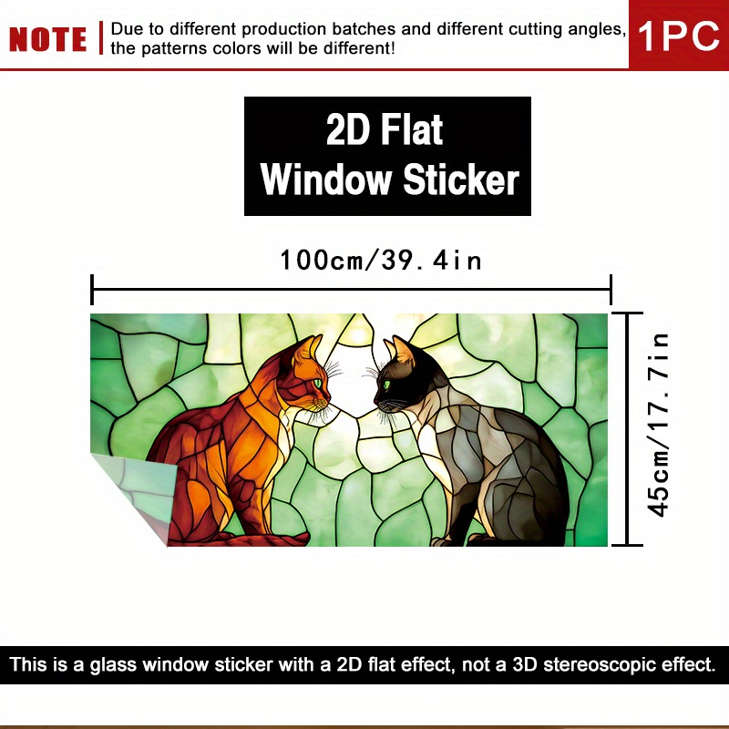 TEMU 2d Flat - 2d Flat - 1pc Of 2d Window Decals And Stickers Featuring A Stained Design, Ideal For Privacy And Security. This Self-adhesive Glass