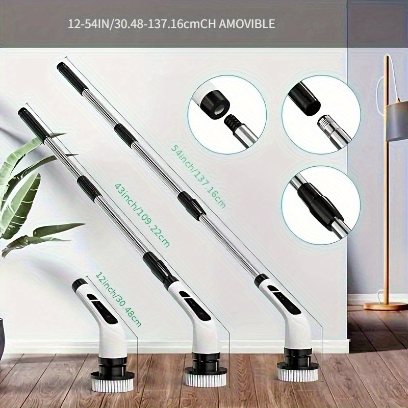 Brosse De Nettoyage Électrique Rotative - Multifonction, Sans Fil, Avec Têtes Interchangeables - Pour Salle De Bain, Cuisine, Carrelage - 2