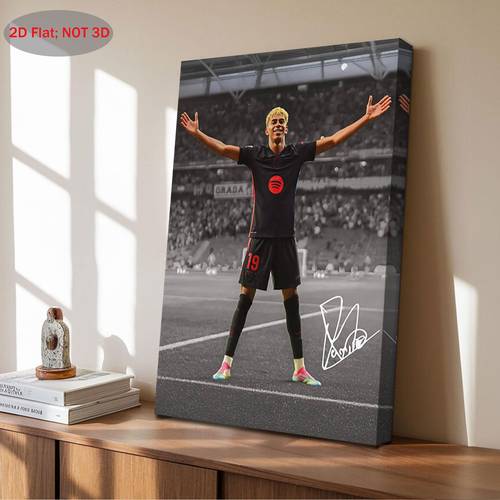 2D Flat, 1pc Soccer Poster Retro Wooden Frame Canvas Wall Art - 29.97x39.88 cm Vibrant for Bedroom, Living Room, Bathroom, Kitchen - Digital Download, Holiday & Family Gift