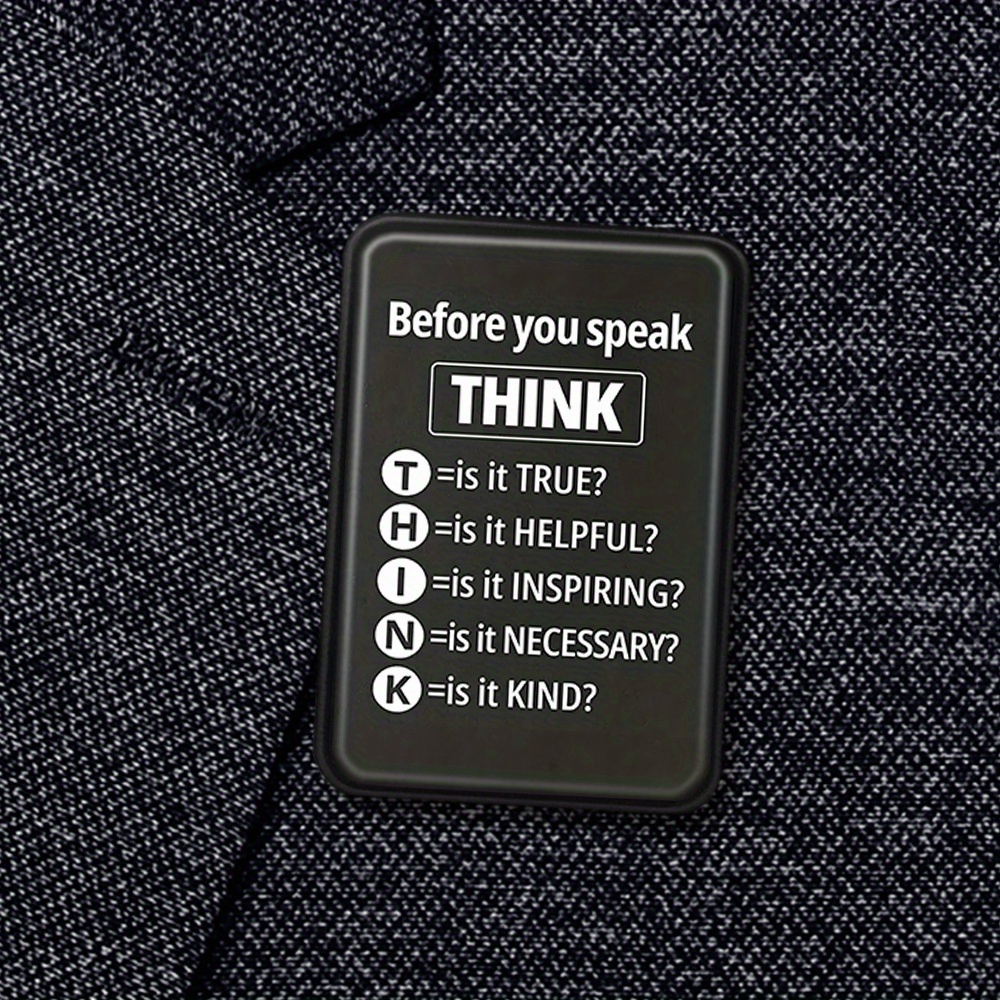 TEMU 1pc Be Careful With Your Words, Speak Personalized Easy Creative Geometric Square Metal Brooch Badge Jewelry To Send Gifts Clothes, Hats, Bags