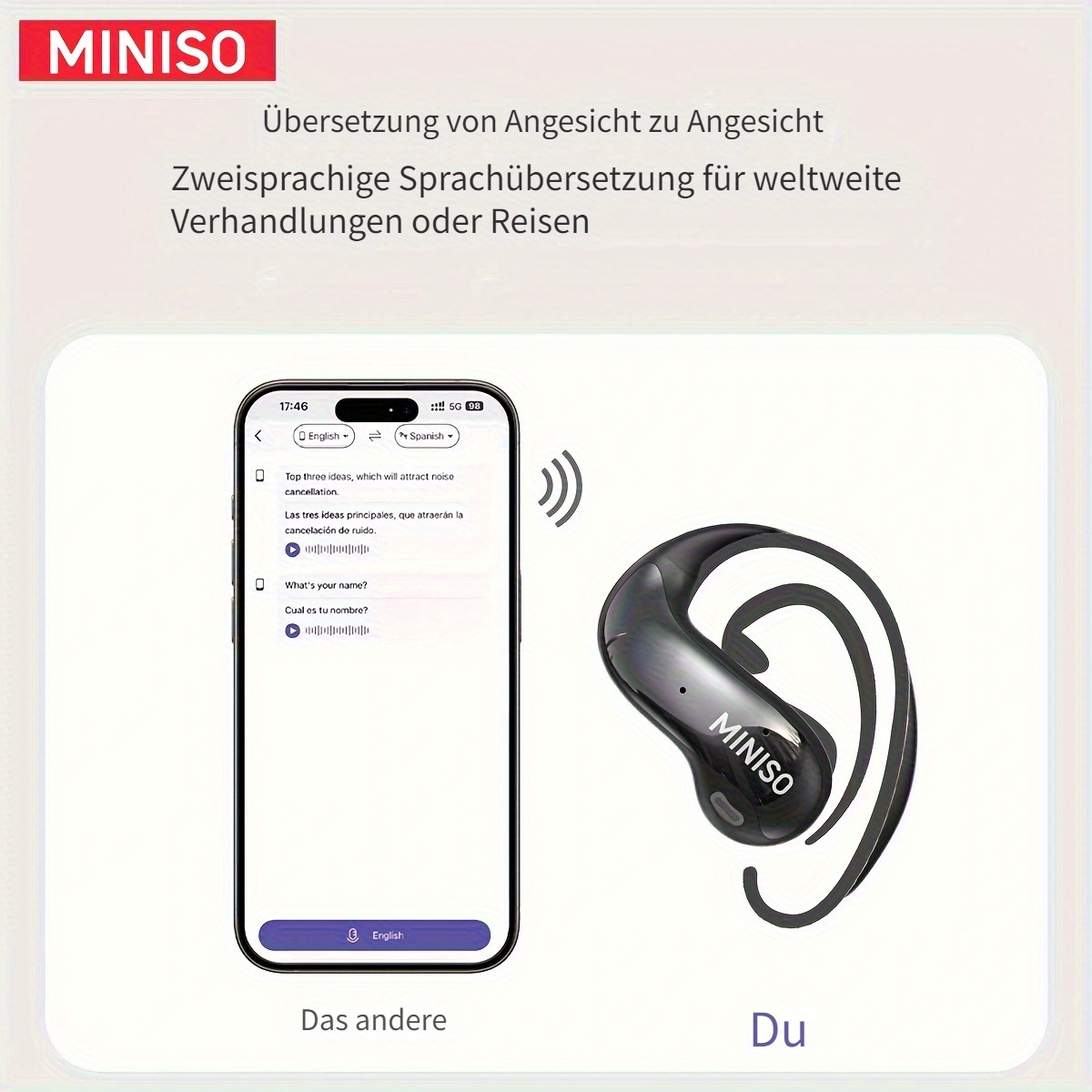 MINISO MS188 AI Kopfhörer übersetzer Echtzeit, 3- Produktbild-Vorschau 10