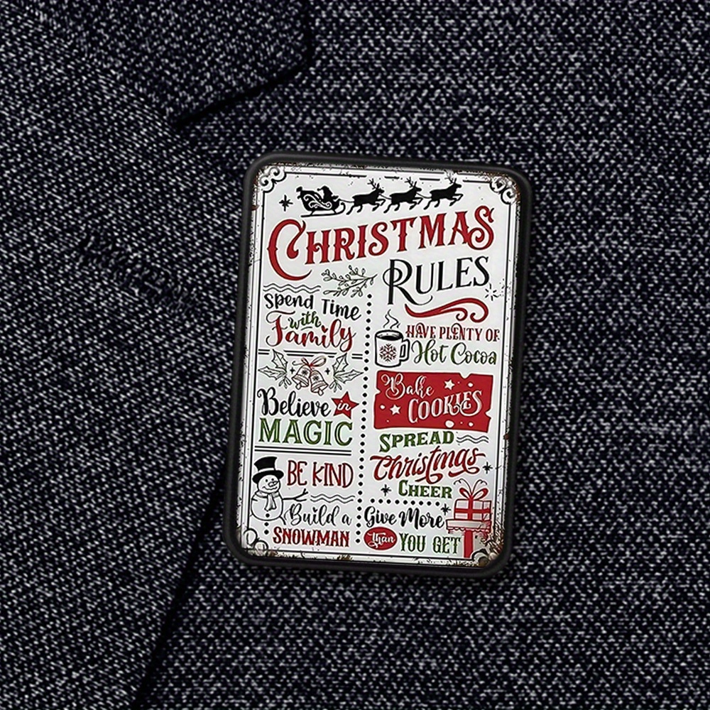 TEMU A Single Piece Of Christmas-themed Rules Featuring A Design, This Personalized And Creatively Geometric Square Metal Brooch Serves As A Unique