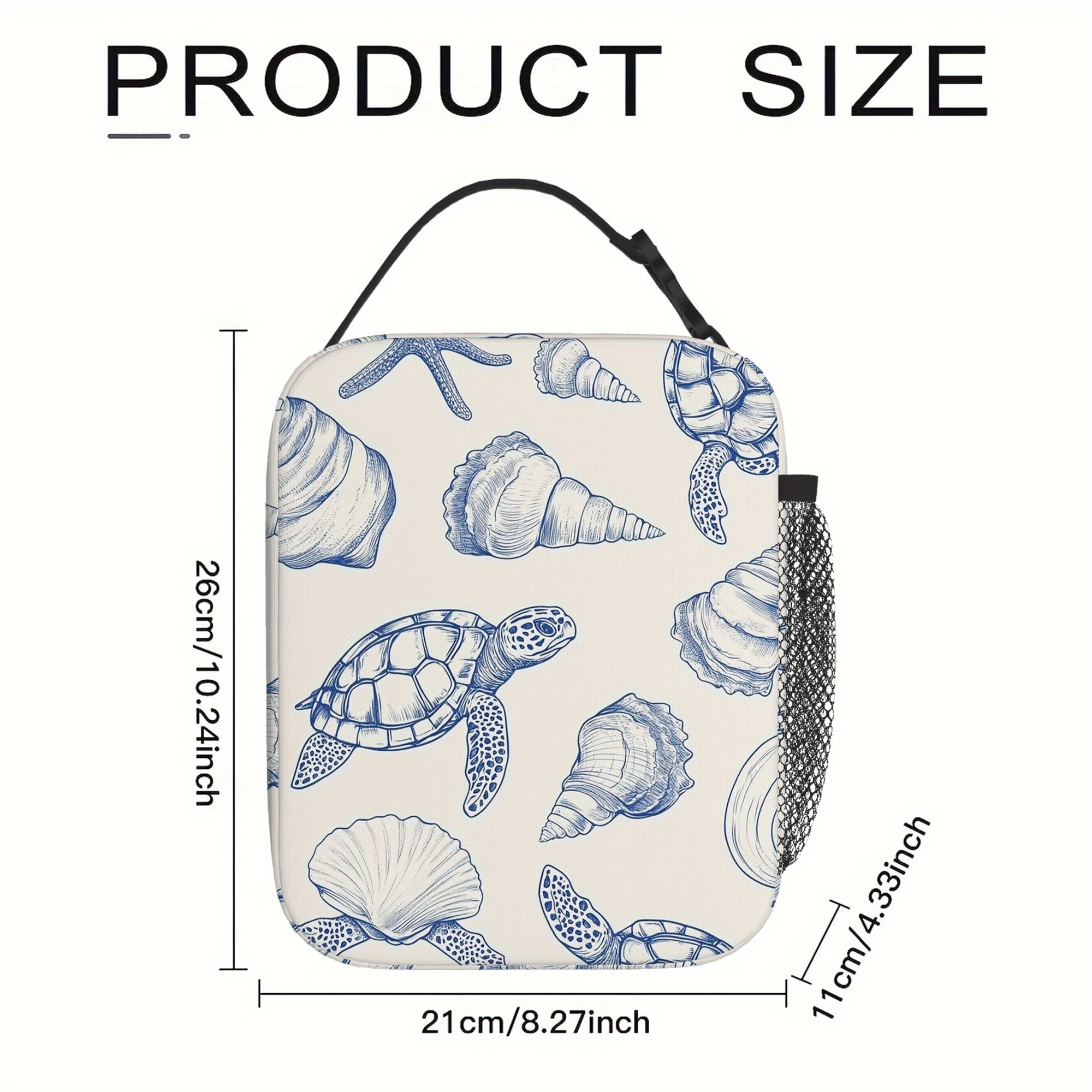 TEMU 1pc, Sea Creatures And Shells Pattern Printed Thermal Bag, Insulation Bag, Insulated Bag, Non-food Contact, Suitable For Home, Restaurant,