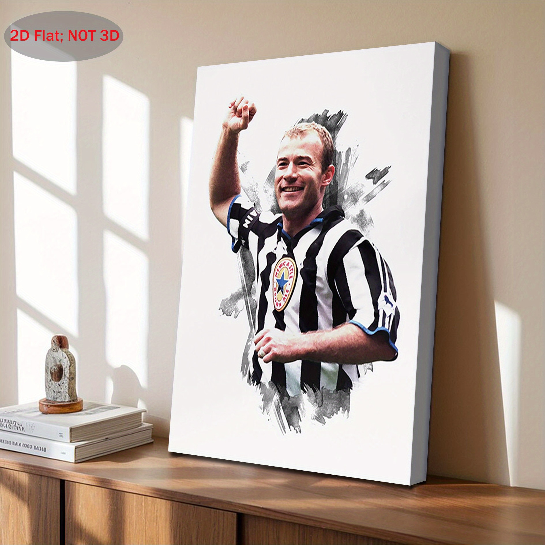 2D Flat, 1pc Alan   Legend Football Poster - Vintage   Print   with Iconic Jersey   - Wood Framed Canvas Wall Decor for Bedroom, Living Room, Kitchen - Perfect Gift for   (29.97x39.88 cm)