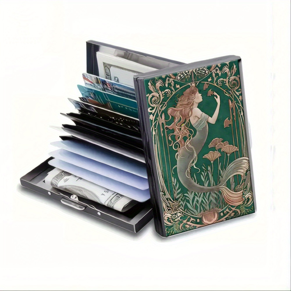 TEMU A Mermaid-themed Stainless Steel Credit Card Holder, Designed As A Decorative Piece For Fantasy Lovers, Suitable For Men And Women To Store Business Cards And Credit Cards