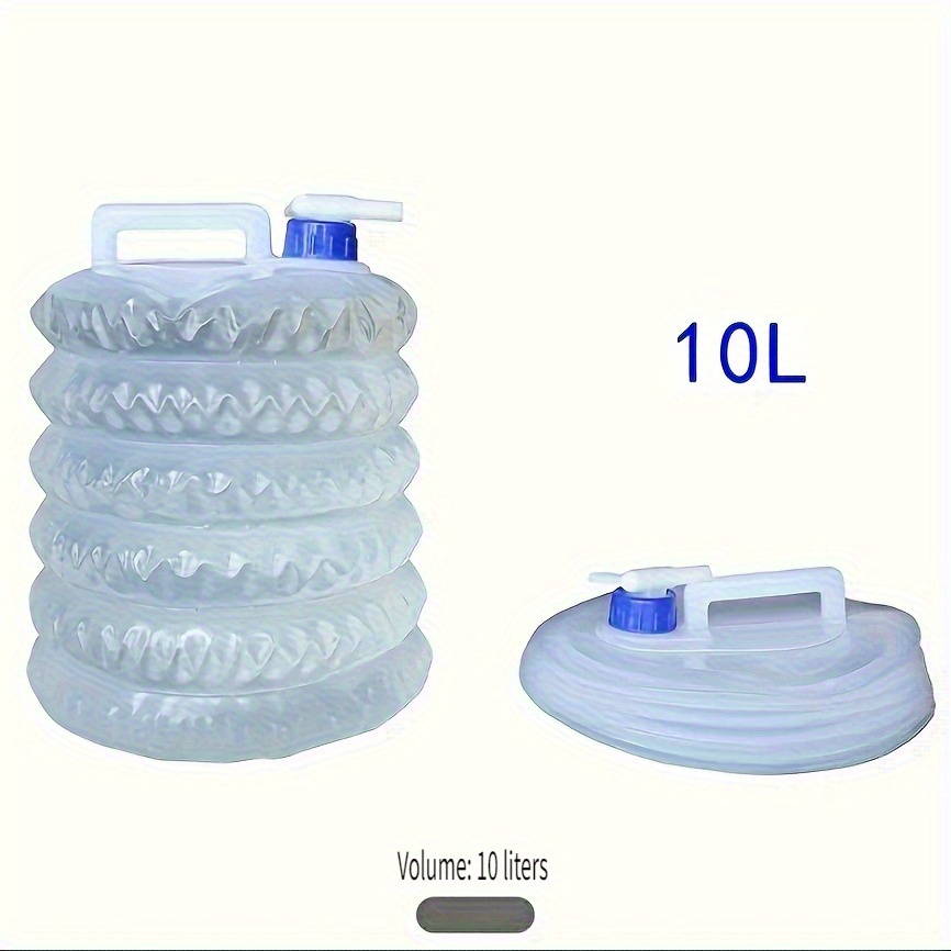 TEMU 10l Collapsible Water Container With Spigot - Portable Camping Water Tank For Drinking, Washing & Cooking - Food-grade Foldable Water Jug With Handle (outdoor, Hiking, Emergency)