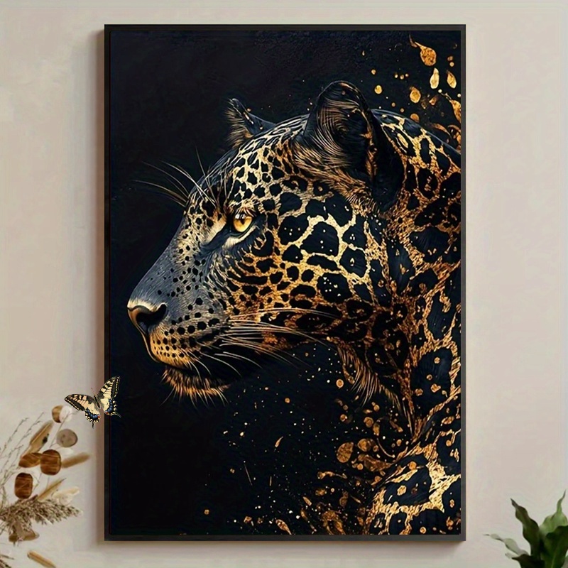 E-shop Lebendiges Leoparden-Leinwandbild, - 15,75x23,6 Zoll, Afrikanische Wildtier-Dekoration für Bad, Schlafzimmer oder Büro, dynamischer