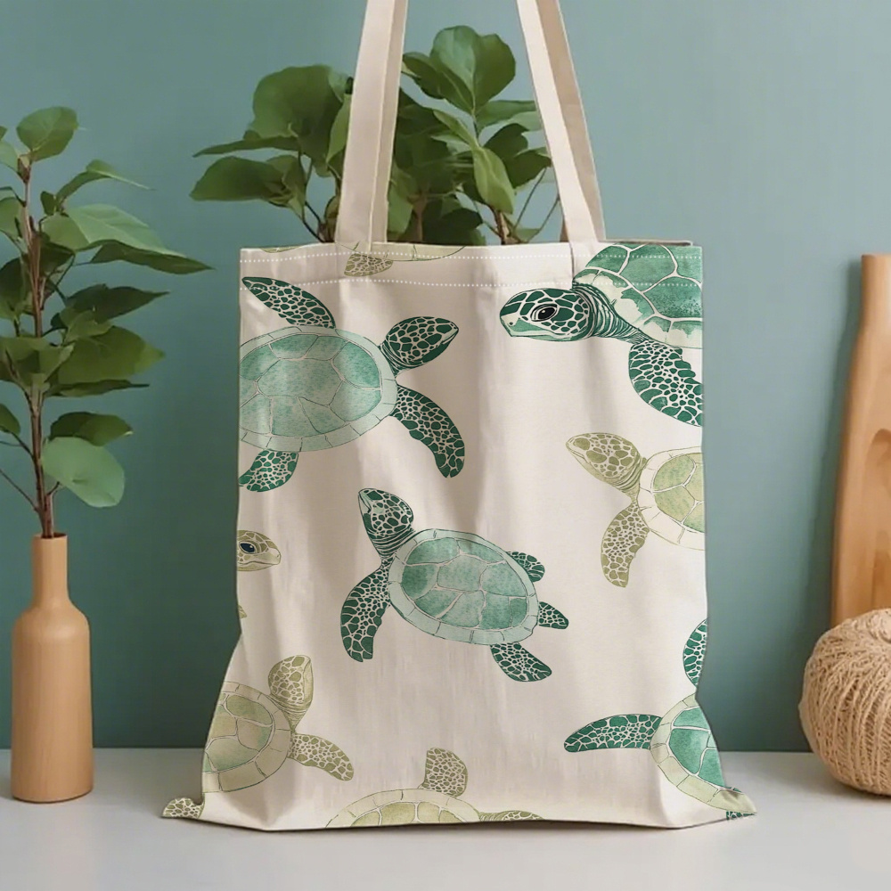 Portable Turtle Pattern Tote Bag | Reusable, Foldable, Dual-sided, Fashionable Shoulder Bag, Durable, Ideal For Travel And Daily , Large Capacity, Perfect For Anniversary And Event Gifts