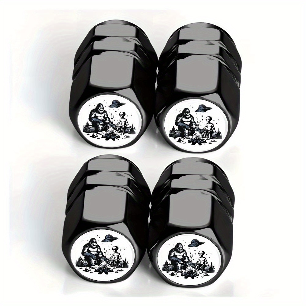 TEMU 4pcs Heavy-duty Aluminum Alloy With Design - Dust-proof Tire Valve Caps Suitable For Cars, Trucks, Suvs, Motorcycles - Durable Wheel Accessories