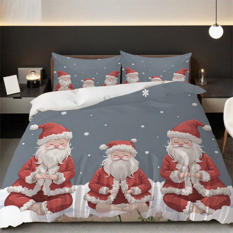 Weihnachts-Bettwäsche Set 3-teilig Mit Rentier, Santa & Schneemann – Weich & Festlich