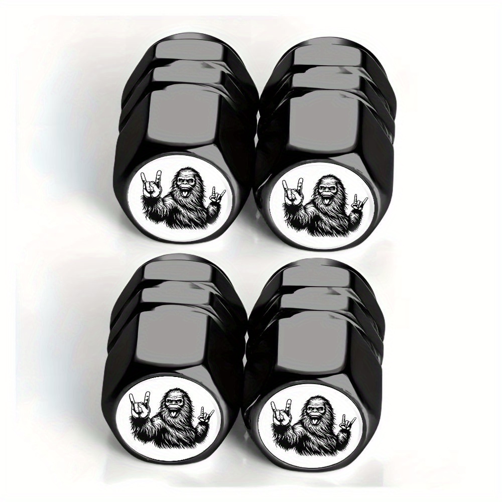 TEMU 4pcs Heavy-duty Tire Valve Caps - Aluminum Alloy, Dust-proof Tire Valve Covers With Gesture, Compatible With Cars, Trucks, Suvs, Motorcycles -