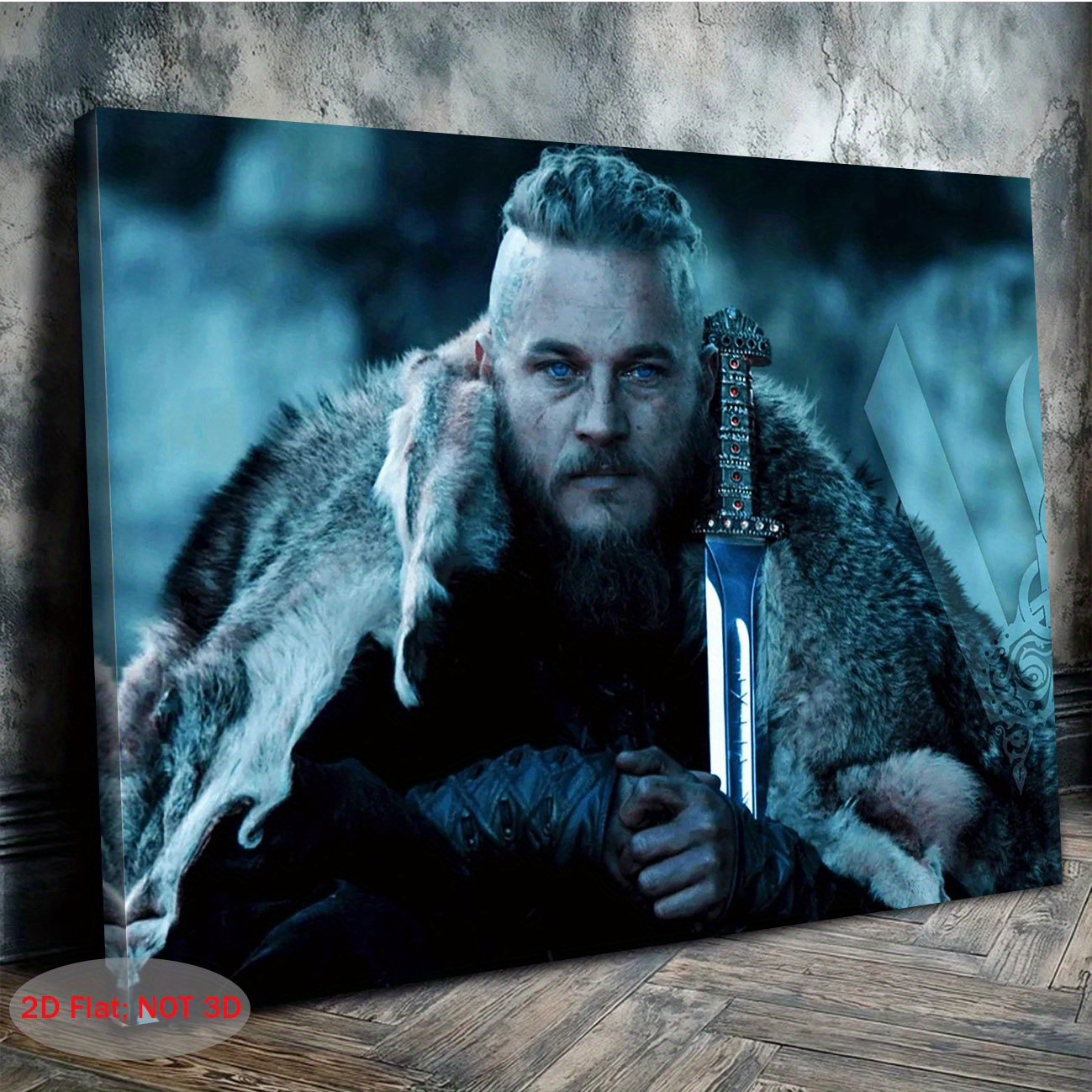 1pc     Viking Canvas Art - 2D Wooden Frame Wall Decor, 29.97x39.88 cm, Classic Retro Style, Ideal for Bedroom, Living Room, Bathroom, Kitchen -   Gift, Viking Room Decor