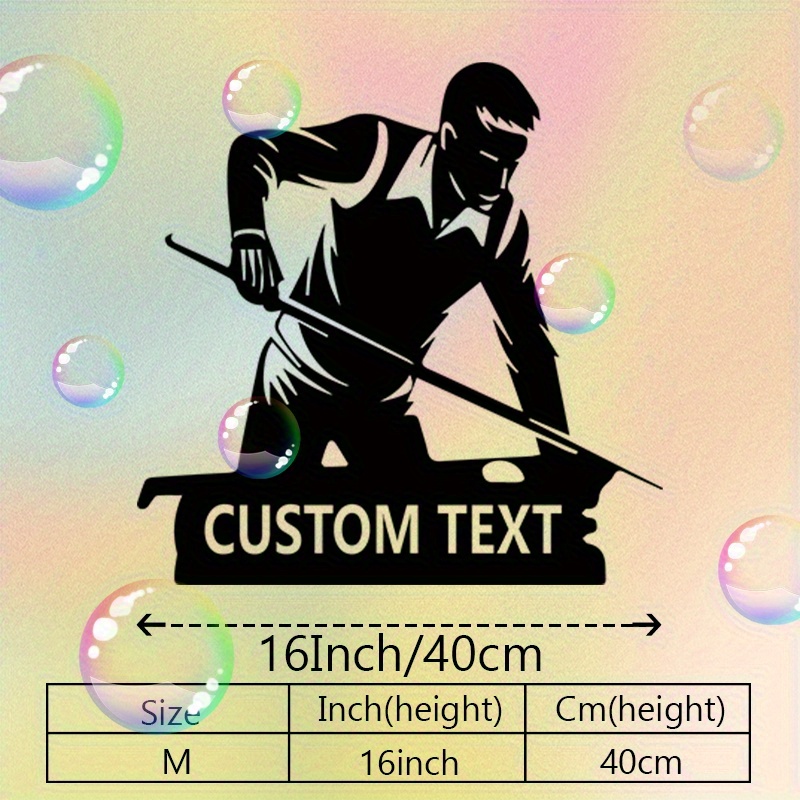 TEMU 2d Flat, Custom Billiard Art - Personalized Pool Player Design With Cue, Vintage Billiards Scene - Heavy-duty Weatherproof Iron Decor For Game