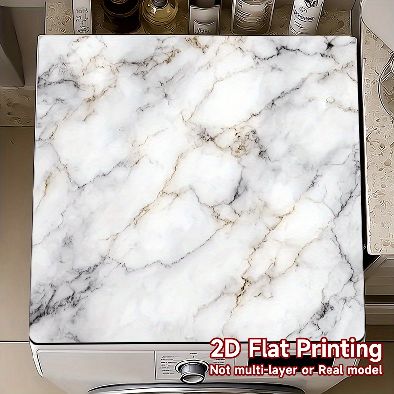 TEMU New Stylish High-end 1pc Non-slip Marble Washing Machine Dryer Mat Suitable For Washing Machine Top Decorative Laundry Floor Mat Washing Machine