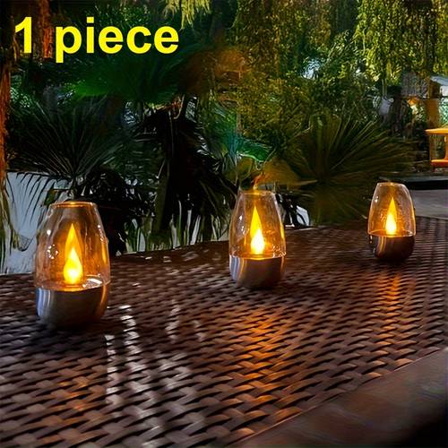 1pc solar outdoor candle light battery holder led night light 600mah battery charging free candle light suitable for indoor desktop step decoration lighting outdoor garden lawn street stairs steps party decoration