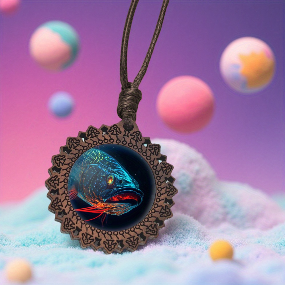 1pc bohemian ocean theme green bead necklace ceramic fish Temu