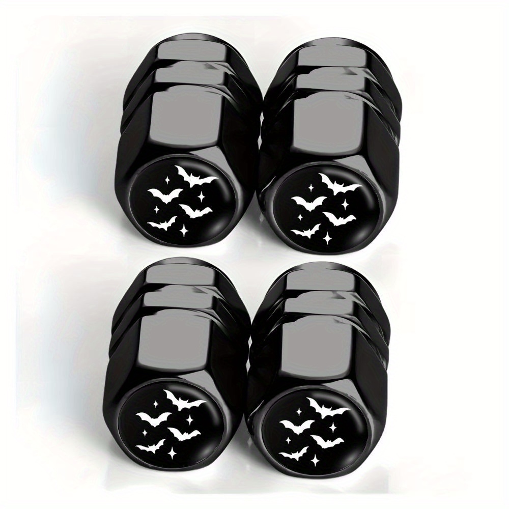 TEMU 4 Pack Pendant Necklace Tire Valve Caps On Black Background - For Cars, Trucks, Suvs And Motorcycles, Durable Aluminum Alloy, Stylish And
