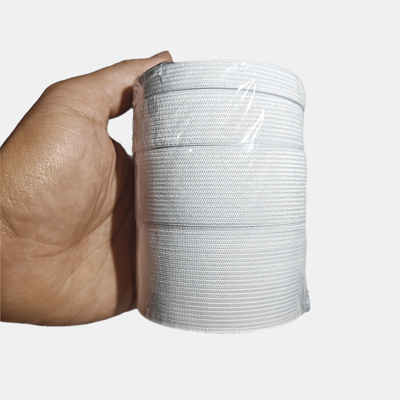 Image of A Set Of 4 Rolls Of Elastic Bands In Widths Of 1cm, 2cm, 3cm, And 4cm, Each 5 Meters Long, Suitable For Clothing Waistbands, Sleeves, And Bags, In Flat High-elastic Black And White Options.