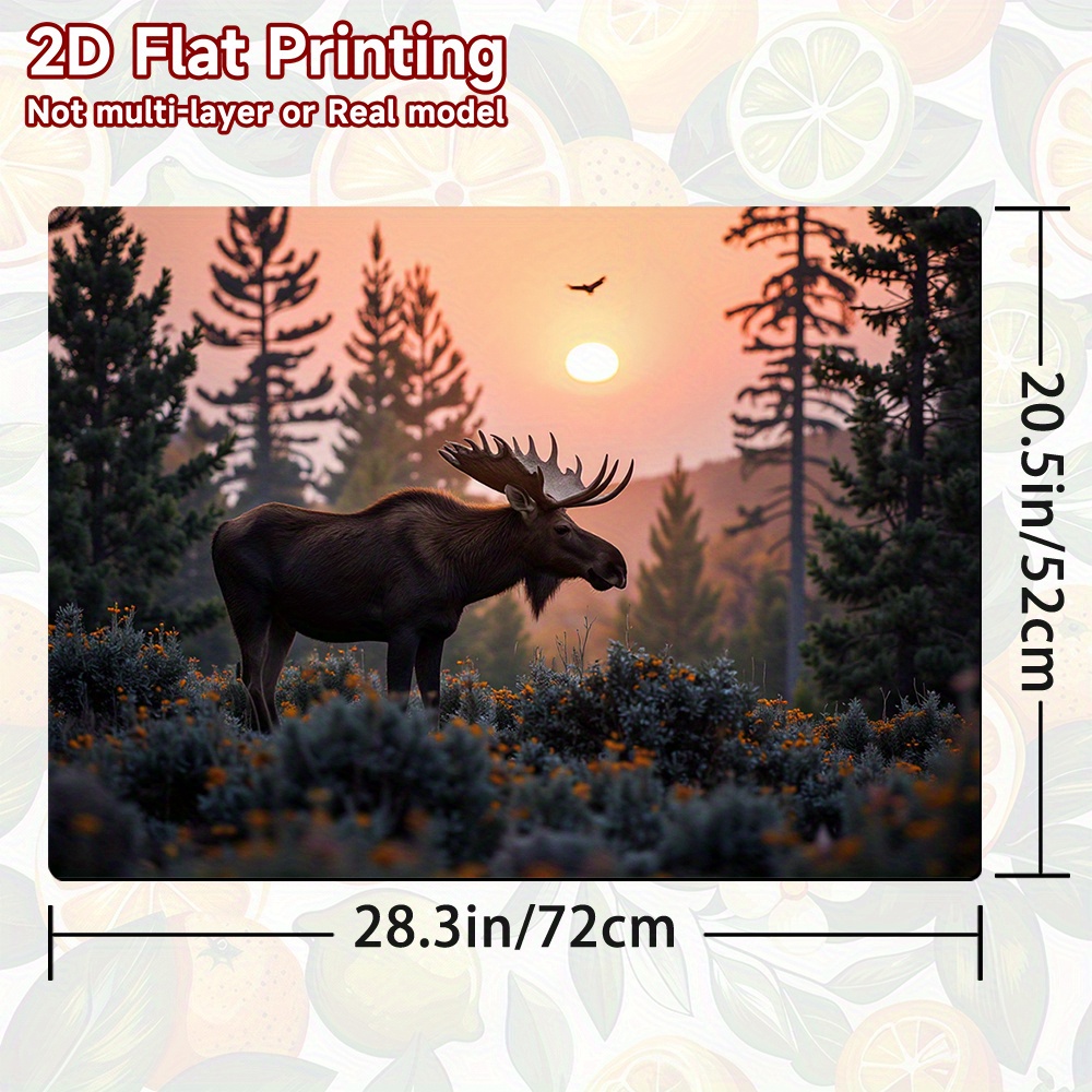 TEMU 1pc, 2d Flat Printing Stove Cover Mat Protection Pad, Ceramic Stove Guard Stove Top Protector Moose Mountain Pine Tree Wilderness, Polyester,