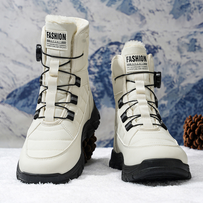 Botas de Media Caña para Hombre - Zapatos Impermeables Antideslizantes con Cierre Sin Cordones, Plantilla Acolchada EVA - Parte Superior PU y Suela PVC para Senderismo, Camping, Uso Diario - Botas Cómodas Todo el Día en Clima Frío - Regalo Ideal para Hombres, Calzado Deportivo, Interior Forrado en Tela