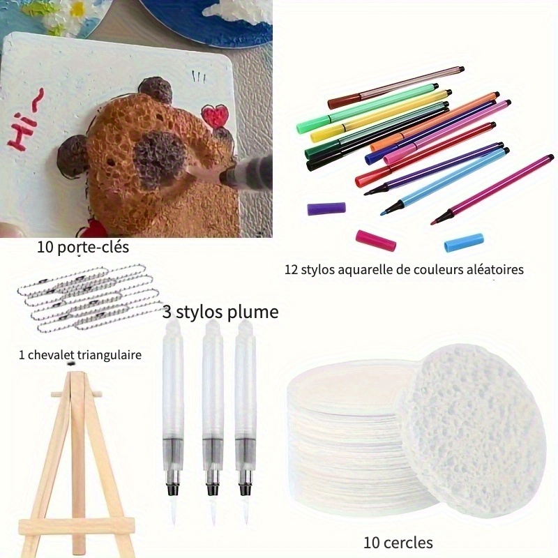 Shuttle Art Kit 68 Pièces Peinture Texture Magique - 60 Feuilles Papier Mousse 3D + Pinceaux - Loisirs Créatifs