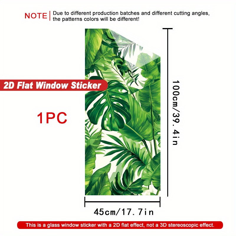 TEMU Autocollant de fenêtre plat 2D - 1pc Autocollant de fenêtre plat 2D - Motif de feuilles , design , autocollants verticaux non collants pour