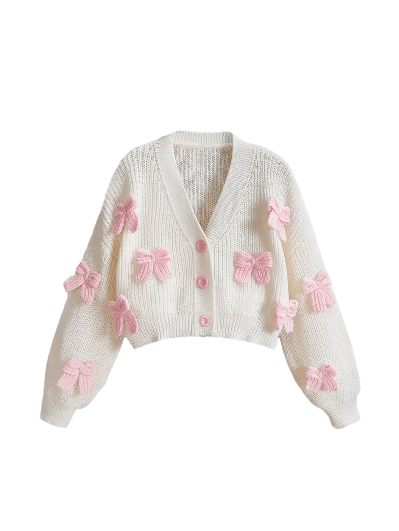 kawaii womens pink 3d bow accent cardigan cute girly look