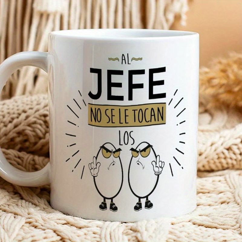 TEMU 1 pieza, Taza de cerámica prémium de 11 oz con diseño , "Defiende al jefe", para todas , lavable a máquina, para todas las bebidas, tazas