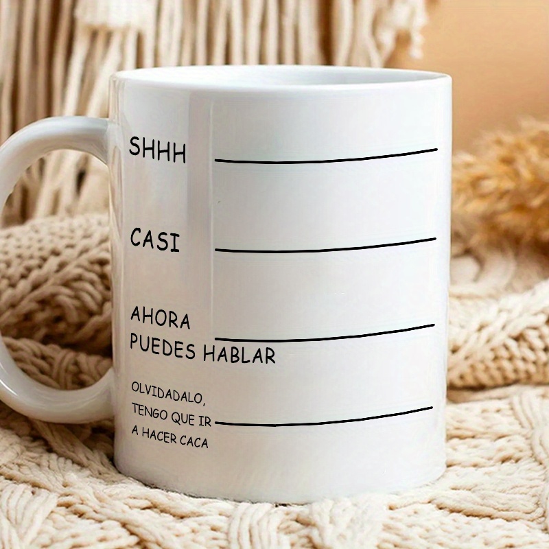TEMU 1 taza de cerámica de 11 onzas con una humorística en español - "SHHH! CASSIA AÑO PUEDE " - Diseño divertido con estampado de animales, lavable