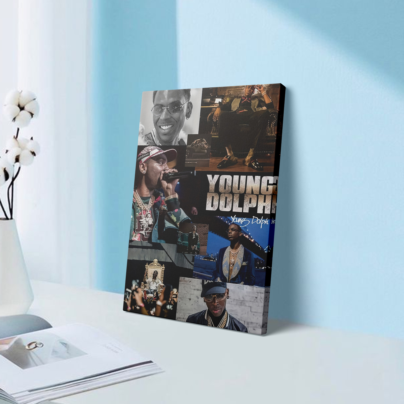 One Piece, Framed Canvas Wall Art Themed Around Young Dolph'S Hip-Hop Music. Showcasing Significant Moments from His Career. Perfect for Decorating Bedrooms And Living Rooms. A Great Gift for Hip-Hop Enthusiasts