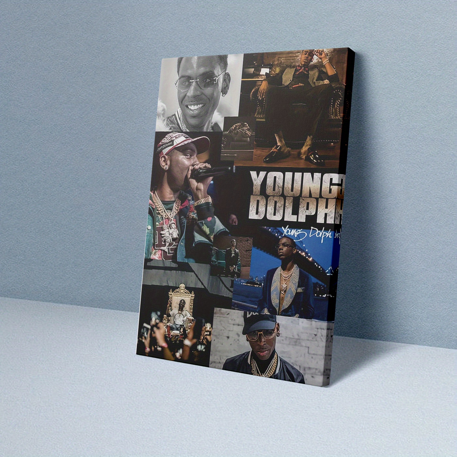 One Piece, Framed Canvas Wall Art Themed Around Young Dolph'S Hip-Hop Music. Showcasing Significant Moments from His Career. Perfect for Decorating Bedrooms And Living Rooms. A Great Gift for Hip-Hop Enthusiasts