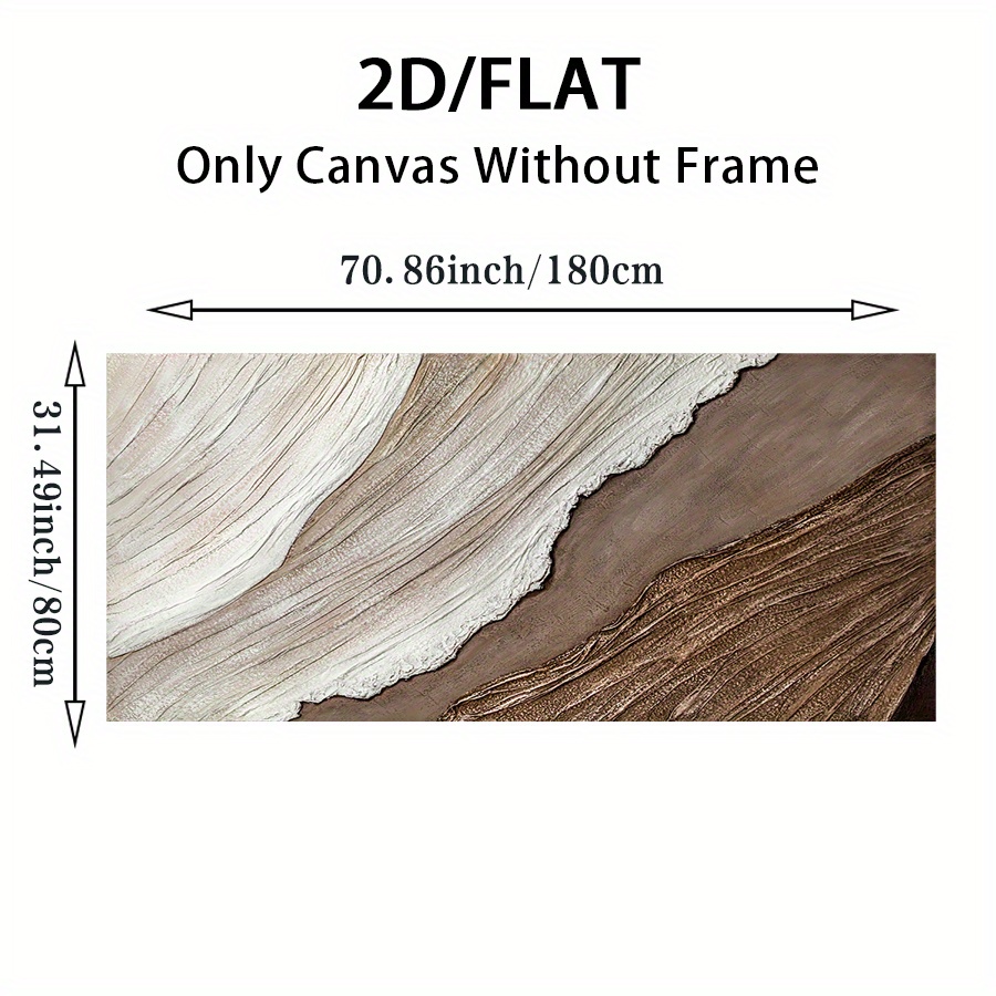 2D Flat, 2D/FLAT largesized unframed canvas wall decor painting Wabisabi style Earthy abstract texture neutral tones organic flow natural curves serene visual appeal Living Room Bedroom Office Decor Interior Design