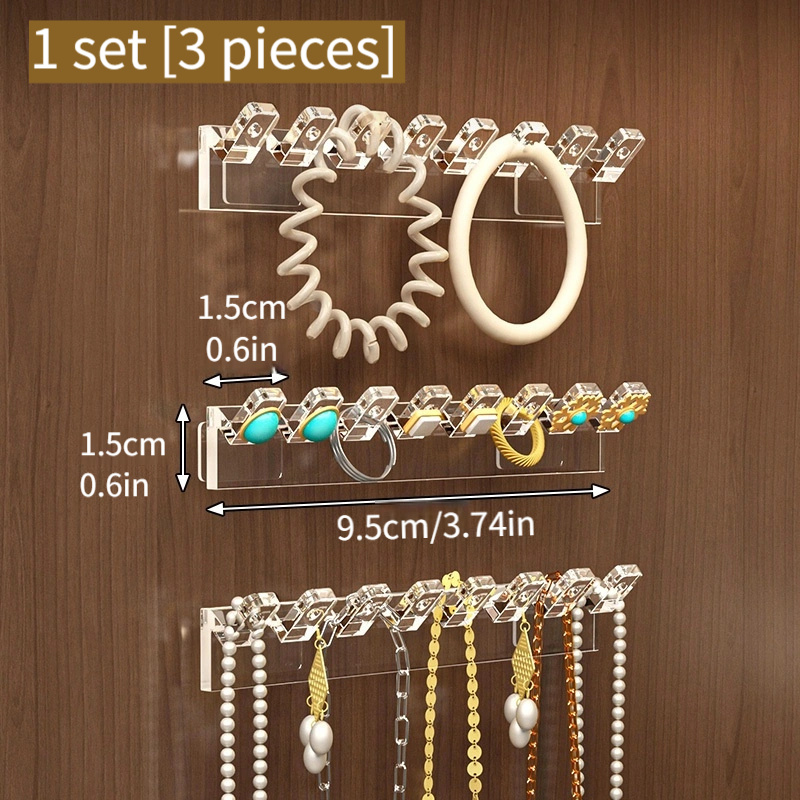 3pcs 8 hole jewelry organizer with wall mounted necklace bracelet and earring hooks anti   display rack   Product details 5